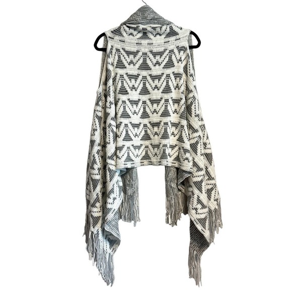 Boho Chunky Knit Draped Fringe Trim Sweater Vest Size M - Picture 2 of 11